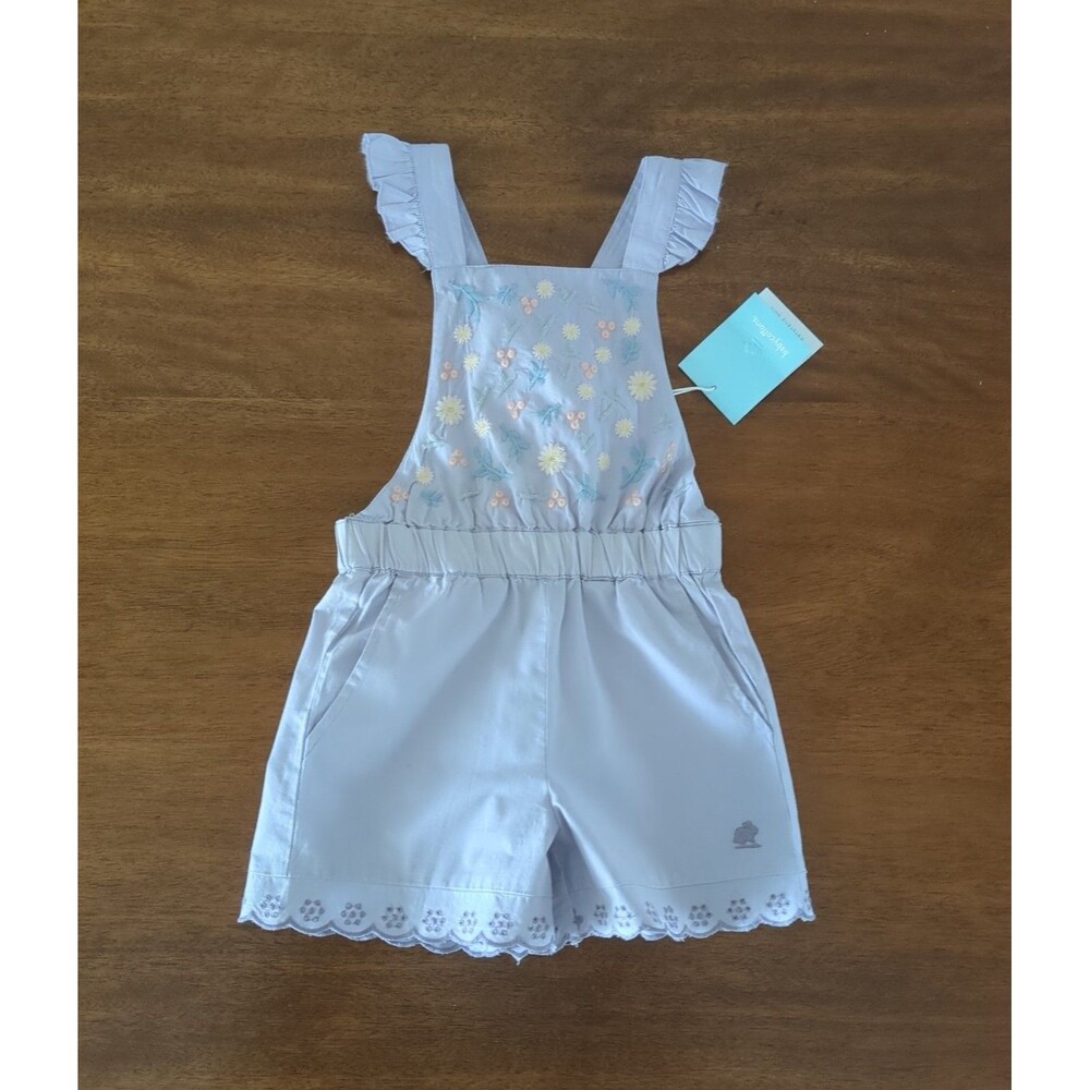 Babycottons Girls embroidered flowers overalls size 4Y NEW with tags